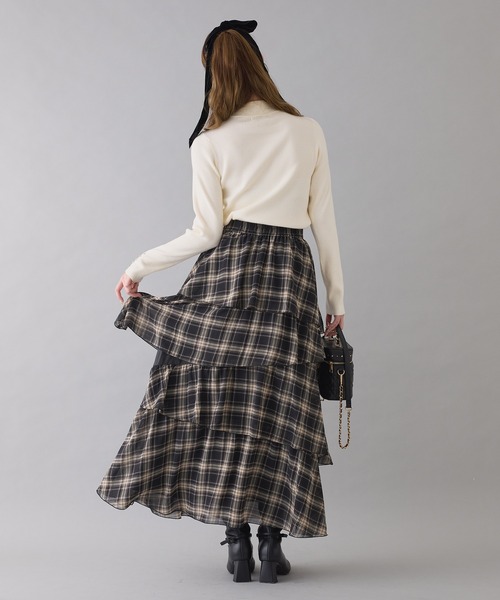 one after another NICE CLAUP（ワンアフターアナザーナイスクラップ）の「ティアードロングスカート（スカート・レディース・ブラック系その他/ブラック/アイボリー・FREE）」の12枚目の写真