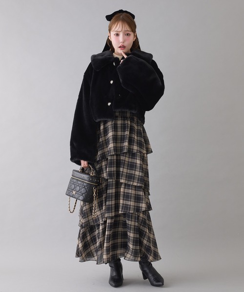 one after another NICE CLAUP（ワンアフターアナザーナイスクラップ）の「ティアードロングスカート（スカート・レディース・ブラック系その他/ブラック/アイボリー・FREE）」の16枚目の写真