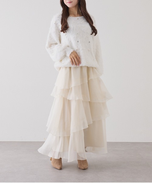 ackaアイボリー ティアードロングスカート ティアードロングスカート（スカート）｜one after another NICE CLAUP