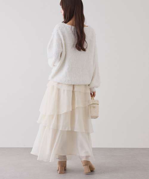 one after another NICE CLAUP（ワンアフターアナザーナイスクラップ）の「ティアードロングスカート（スカート・レディース・ブラック系その他/ブラック/アイボリー・FREE）」の19枚目の写真