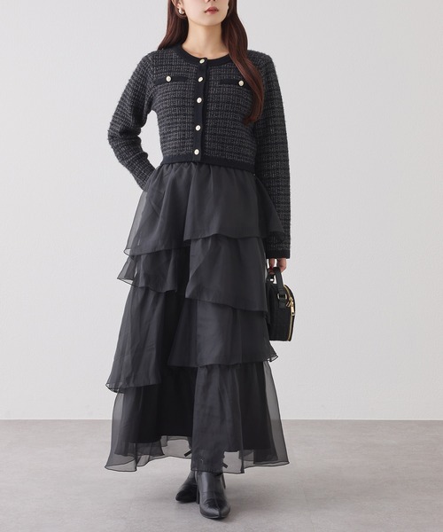 one after another NICE CLAUP（ワンアフターアナザーナイスクラップ）の「ティアードロングスカート（スカート・レディース・ブラック系その他/ブラック/アイボリー・FREE）」の22枚目の写真