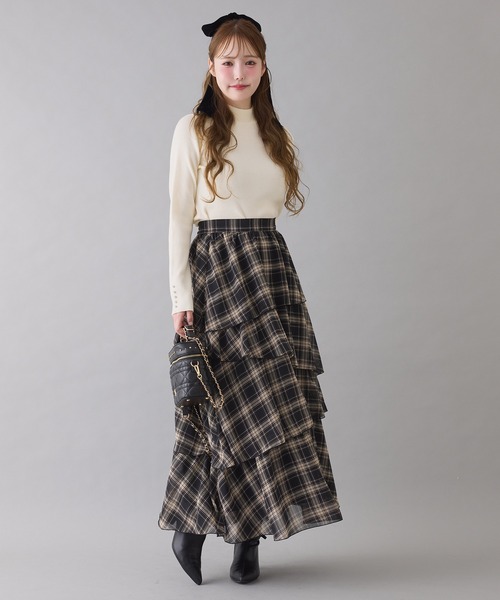 one after another NICE CLAUP（ワンアフターアナザーナイスクラップ）の「ティアードロングスカート（スカート・レディース・ブラック系その他/ブラック/アイボリー・FREE）」の10枚目の写真