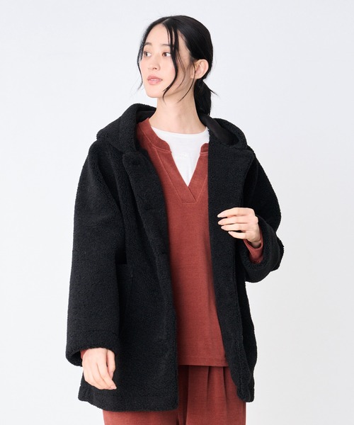 Arnold Palmer（アーノルドパーマー）の「ボア フーディ ショートコート（その他アウター・レディース・ブラック/ブラウン/アイボリー・L/M/S）」の3枚目の写真