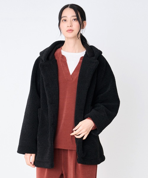 Arnold Palmer（アーノルドパーマー）の「ボア フーディ ショートコート（その他アウター・レディース・ブラック/ブラウン/アイボリー・L/M/S）」の5枚目の写真