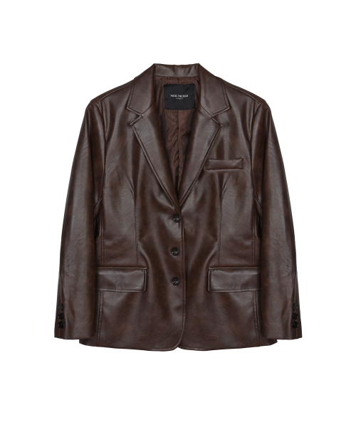 NICK&NICOLE(ニックアンドニコール)の「MINIMAL VINTAGE WASHED LEATHER JACKET_BROWN(ライダースジャケット・レディース・その他・FREE)」の5枚目の写真