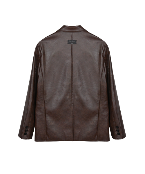 NICK&NICOLE(ニックアンドニコール)の「MINIMAL VINTAGE WASHED LEATHER JACKET_BROWN(ライダースジャケット・レディース・その他・FREE)」の6枚目の写真