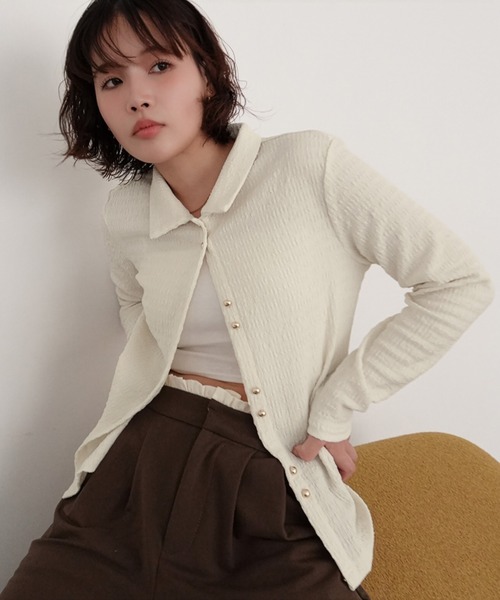 セール】カットジャガードポロトップス（Tシャツ/カットソー