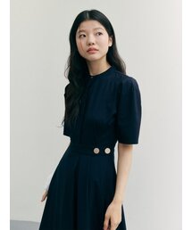 GANISONG（ガニソン）の「ゴールドボタンラップロングワンピース_ネイビー（ワンピース）」