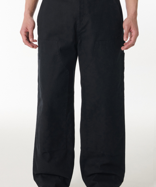 MUSINSA STANDARD（ムシンサスタンダード）の「キャンバスワイドダブルニーカーペンターパンツ[ブラック]（その他パンツ・メンズ・その他・27/28/29/34/32/30/31/33/26/40/38/42/36）」の7枚目の写真