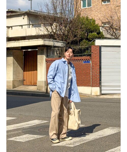 MUSINSA STANDARD（ムシンサスタンダード）の「ワイドヒドゥンバンディングスラックス[ベージュ]（スラックス・メンズ・その他・27/28/29/34/32/30/31/33/26/40/38/42/36）」の12枚目の写真
