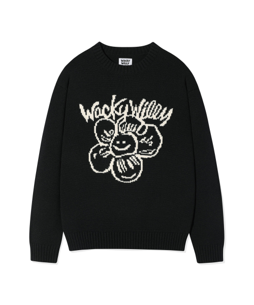 Wacky WiLLy(ワッキーウィリー)の「ビッグリリーグラフィックプルオーバーニットブラック(ニット/セーター・レディース・その他・SMALL/MEDIUM/LARGE/X-LARGE)」の1枚目の写真