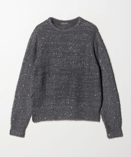 A DAY IN THE LIFE UNITED ARROWS(アデイインザライフユナイテッドアローズ)の「フェザー×スパンコール ニット <A DAY IN THE LIFE>(ニット/セーター・レディース・グレー系/ナチュラル/ブラック・FREE)」の1枚目の写真