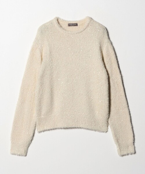 A DAY IN THE LIFE UNITED ARROWS(アデイインザライフユナイテッドアローズ)の「フェザー×スパンコール ニット <A DAY IN THE LIFE>(ニット/セーター・レディース・グレー系/ナチュラル/ブラック・FREE)」の3枚目の写真