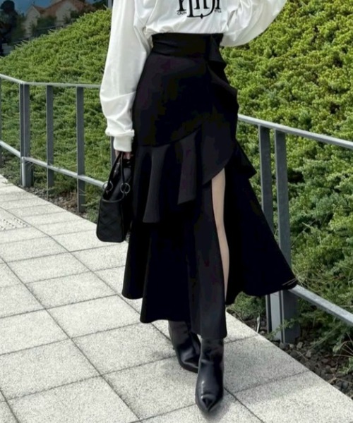 フリルスリットハイウエストスコートショートパンツ 秋服 冬服