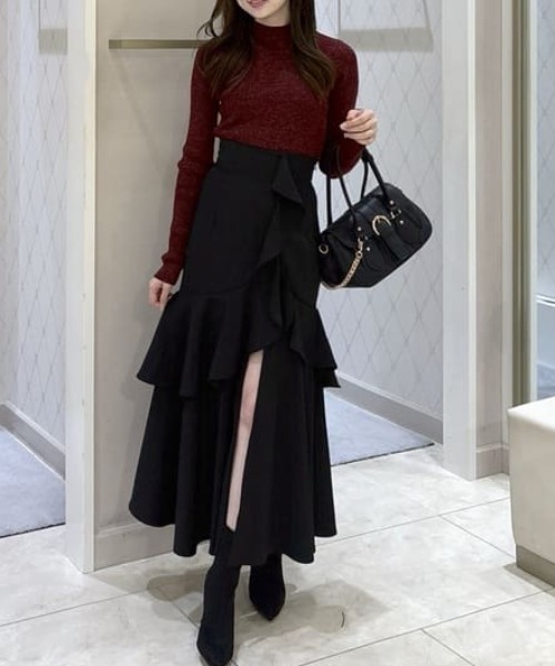 フリルスリットハイウエストスコートショートパンツ 秋服 冬服