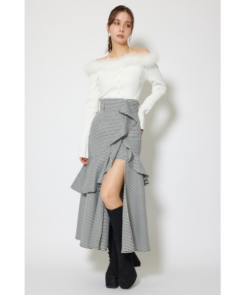 rienda（リエンダ）の「【ベストセラー】フリルスリットハイウエストスコートショートパンツ　冬服　春服（スカート・レディース・ブラック/マルチ/ベージュ系その他・SMALL/MEDIUM）」の19枚目の写真