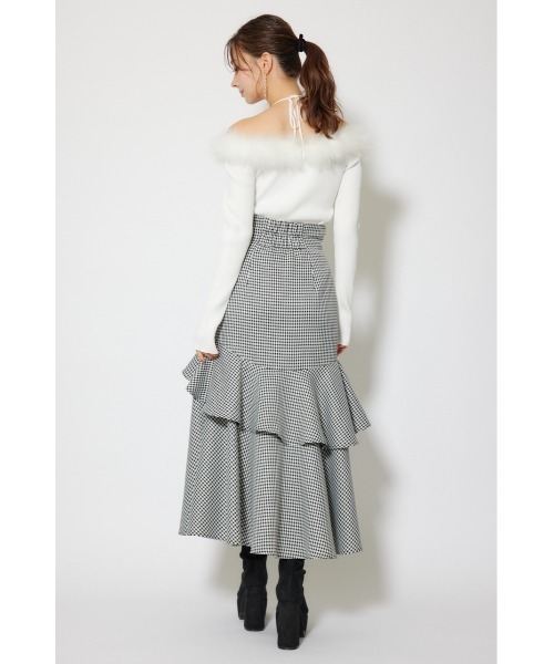 rienda（リエンダ）の「【ベストセラー】フリルスリットハイウエストスコートショートパンツ　冬服　春服（スカート・レディース・ブラック/マルチ/ベージュ系その他・SMALL/MEDIUM）」の20枚目の写真