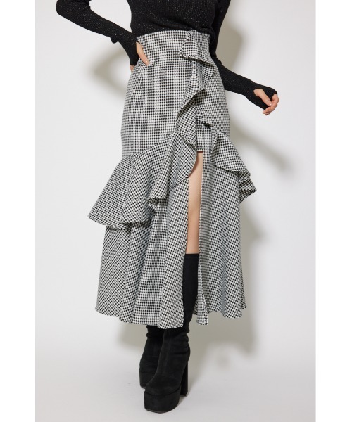 rienda（リエンダ）の「【ベストセラー】フリルスリットハイウエストスコートショートパンツ　冬服　春服（スカート・レディース・ブラック/マルチ/ベージュ系その他・SMALL/MEDIUM）」の16枚目の写真