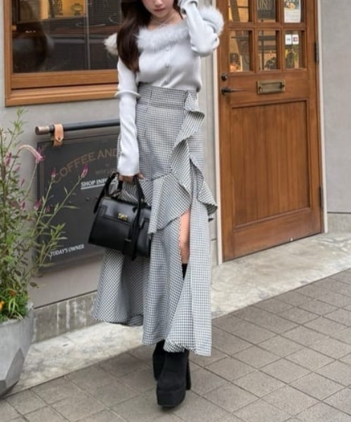 ベストセラー】フリルスリットハイウエストスコートショートパンツ 冬