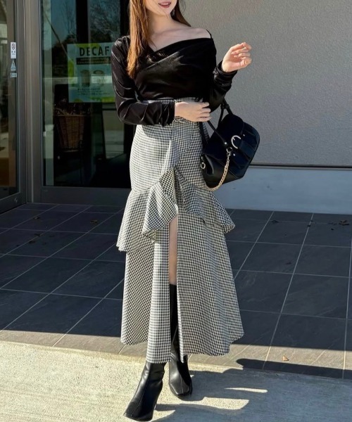 フリルスリットハイウエストスコートショートパンツ 秋服 冬服