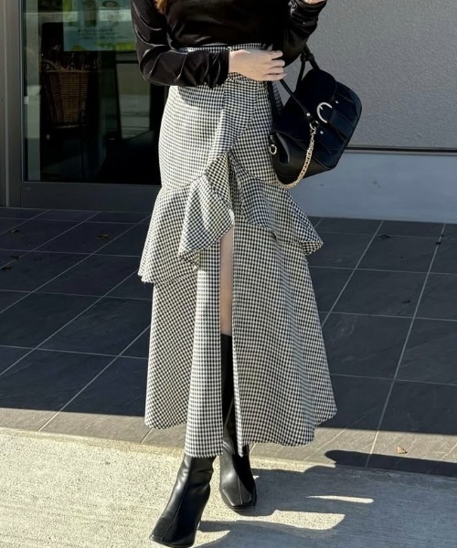 ベストセラー】フリルスリットハイウエストスコートショートパンツ 冬