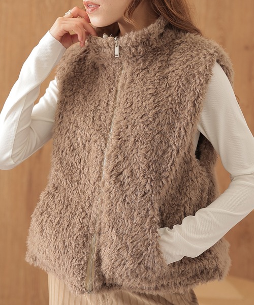 SUWDEE(スーディー)の「2way boa zip up vest(ベスト・レディース・ダークグレー/グレイッシュベージュ/ブラウン・FREE)」の16枚目の写真