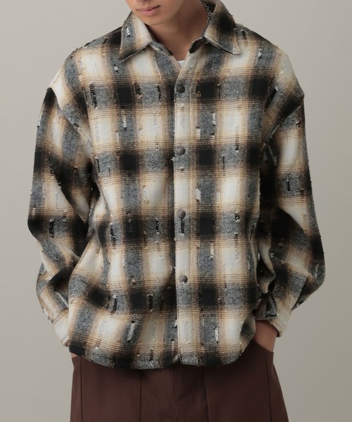 LAND MUSEUM / Damaged Façade Check Shirt — рубашка в принт «дамир»