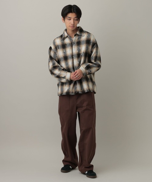 LAND MUSEUM(ランドミュージアム)の「LAND MUSEUM/ダメージファーチェックシャツ(シャツ/ブラウス・メンズ・ブラウン/グレー・LARGE/MEDIUM)」の8枚目の写真