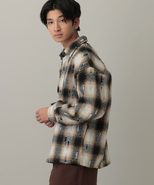 LAND MUSEUM(ランドミュージアム)の「LAND MUSEUM/ダメージファーチェックシャツ(シャツ/ブラウス・メンズ・ブラウン/グレー・LARGE/MEDIUM)」の11枚目の写真