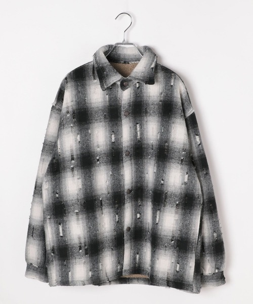 LAND MUSEUM(ランドミュージアム)の「LAND MUSEUM/ダメージファーチェックシャツ(シャツ/ブラウス・メンズ・ブラウン/グレー・LARGE/MEDIUM)」の13枚目の写真
