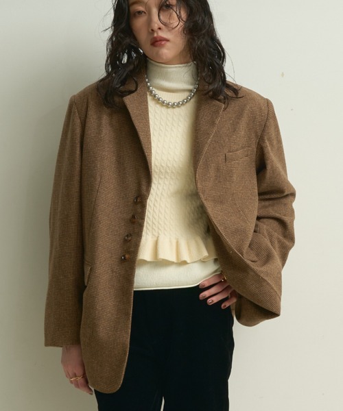 セール】Houndstooth Classic Tailored Jacket / ハウンドトゥース