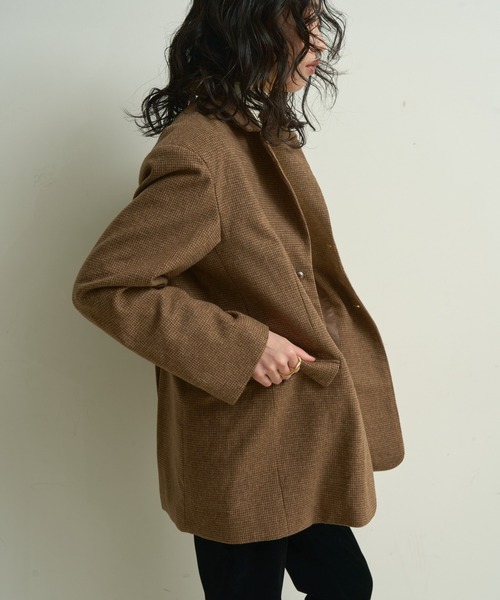 Lutim by u（ルチバイユー）の「Houndstooth Classic Tailored Jacket / ハウンドトゥース・クラシックテーラードジャケット（テーラードジャケット・レディース・ブラウン・FREE）」の4枚目の写真