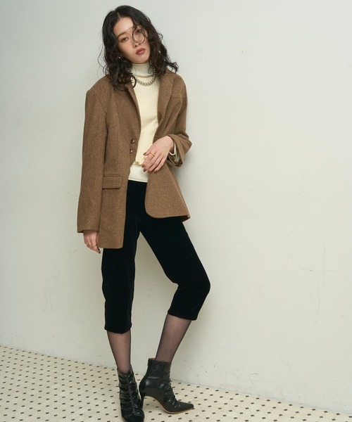 Lutim by u（ルチバイユー）の「Houndstooth Classic Tailored Jacket / ハウンドトゥース・クラシックテーラードジャケット（テーラードジャケット・レディース・ブラウン・FREE）」の5枚目の写真