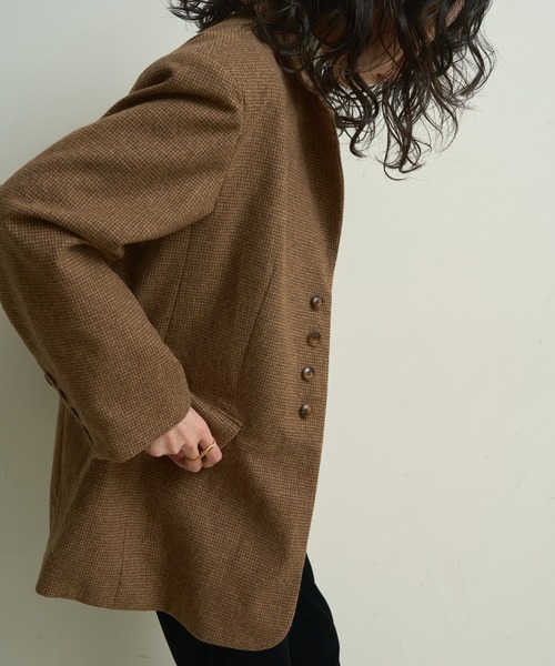 Lutim by u（ルチバイユー）の「Houndstooth Classic Tailored Jacket / ハウンドトゥース・クラシックテーラードジャケット（テーラードジャケット・レディース・ブラウン・FREE）」の8枚目の写真
