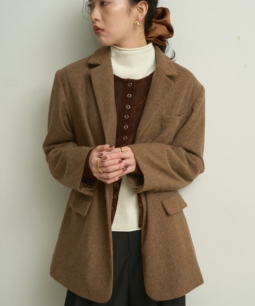 Lutim by u（ルチバイユー）の「Houndstooth Classic Tailored Jacket / ハウンドトゥース・クラシックテーラードジャケット（テーラードジャケット・レディース・ブラウン・FREE）」の20枚目の写真