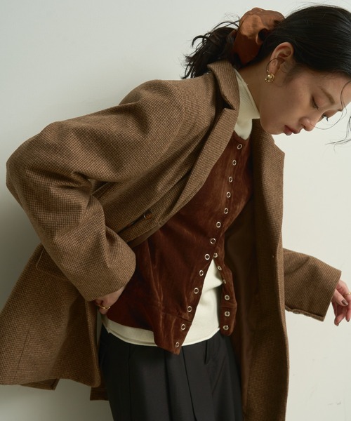 Lutim by u（ルチバイユー）の「Houndstooth Classic Tailored Jacket / ハウンドトゥース・クラシックテーラードジャケット（テーラードジャケット・レディース・ブラウン・FREE）」の21枚目の写真