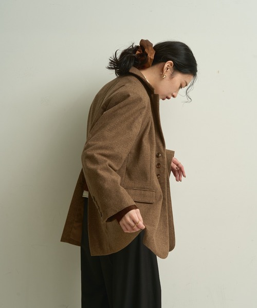Lutim by u（ルチバイユー）の「Houndstooth Classic Tailored Jacket / ハウンドトゥース・クラシックテーラードジャケット（テーラードジャケット・レディース・ブラウン・FREE）」の13枚目の写真