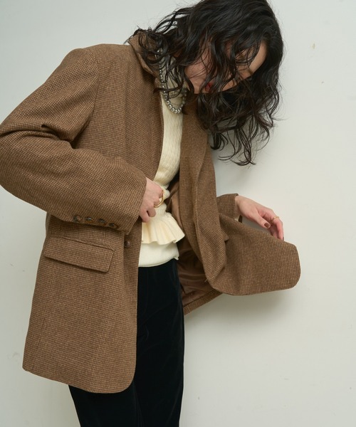 Lutim by u（ルチバイユー）の「Houndstooth Classic Tailored Jacket / ハウンドトゥース・クラシックテーラードジャケット（テーラードジャケット・レディース・ブラウン・FREE）」の9枚目の写真