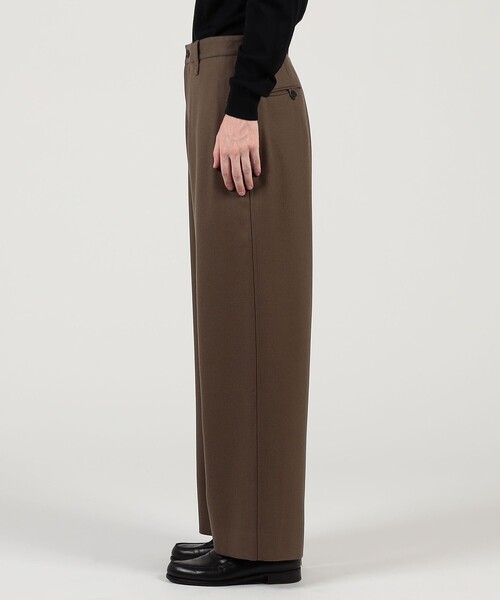 セール】ウールギャバジン ノープリーツバレルパンツ（スラックス