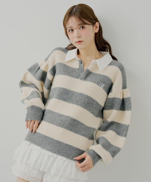 Chico（チコ）の「ルーズボーダーラガーニット（ニット/セーター