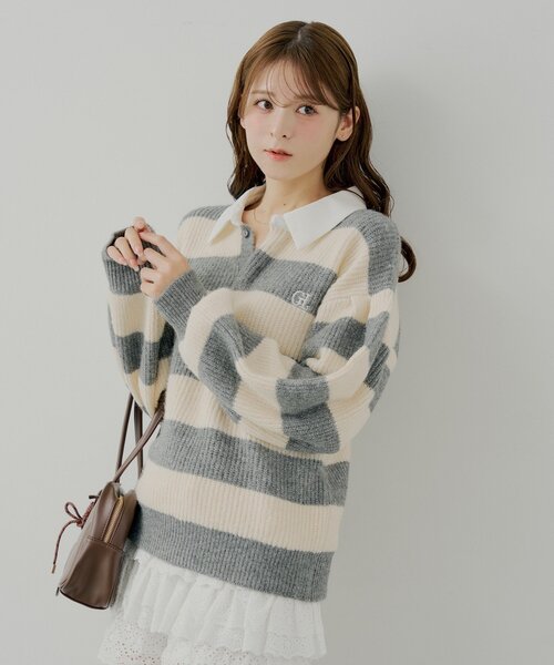 Chico（チコ）の「ルーズボーダーラガーニット（ニット/セーター