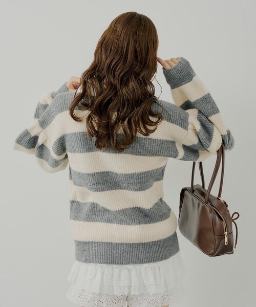 Chico（チコ）の「ルーズボーダーラガーニット（ニット/セーター・レディース・レッド系その他2/グレー/ネイビー/ピンク系その他2・FREE）」の11枚目の写真