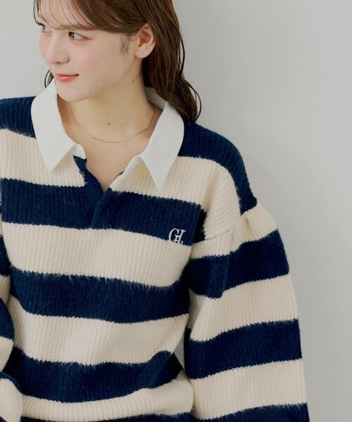 Chico（チコ）の「ルーズボーダーラガーニット（ニット/セーター・レディース・レッド系その他2/グレー/ネイビー/ピンク系その他2・FREE）」の13枚目の写真