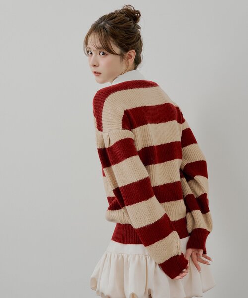 Chico（チコ）の「ルーズボーダーラガーニット（ニット/セーター・レディース・レッド系その他2/グレー/ネイビー/ピンク系その他2・FREE）」の15枚目の写真