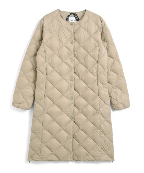 TAION(タイオン)の「TAION/タイオン/Single Sity Crew Neck Long Down Coat(ダウンジャケット/コート・レディース・ホワイト系2/ブラック/ライトグレー・S/M/L)」の3枚目の写真