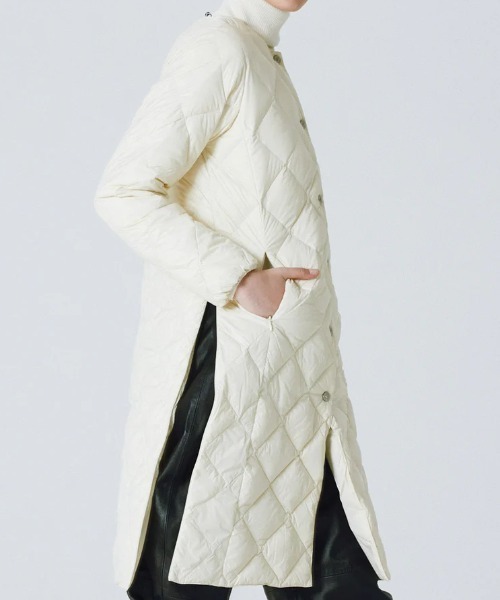 TAION(タイオン)の「TAION/タイオン/Single Sity Crew Neck Long Down Coat(ダウンジャケット/コート・レディース・ホワイト系2/ブラック/ライトグレー・S/M/L)」の4枚目の写真