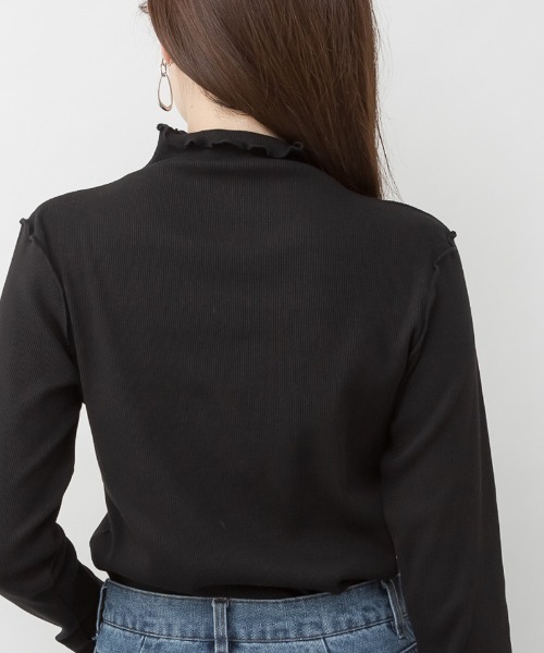 RCD(アールシーディー)の「ハイネックメローリブカットソー(Tシャツ/カットソー・レディース・ベージュ/ブラック/オフホワイト・LL/L/M/3L/4L)」の7枚目の写真