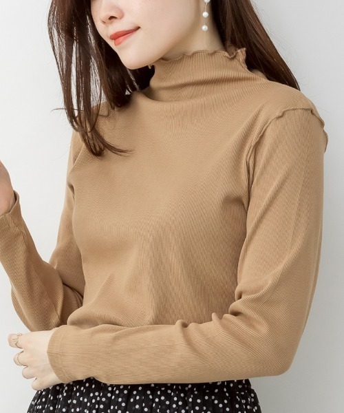 RCD(アールシーディー)の「ハイネックメローリブカットソー(Tシャツ/カットソー・レディース・ベージュ/ブラック/オフホワイト・LL/L/M/3L/4L)」の8枚目の写真