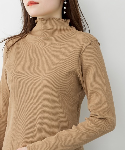 RCD(アールシーディー)の「ハイネックメローリブカットソー(Tシャツ/カットソー・レディース・ベージュ/ブラック/オフホワイト・LL/L/M/3L/4L)」の13枚目の写真