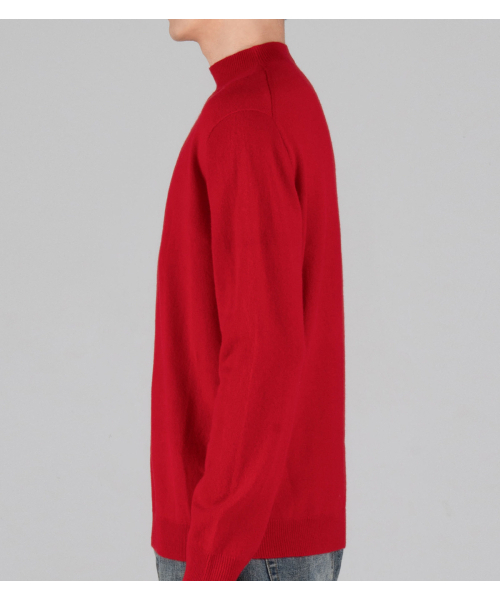 BUTTON SEOUL(ボタンソウル)の「ウールブレンドモックネックニット(レッド)(ニット/セーター・メンズ・その他・MEDIUM/LARGE/X-LARGE)」の4枚目の写真